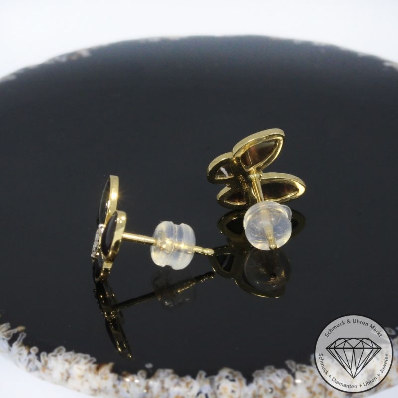 Wert 1430 € Brillant Perlmutt Ohrstecker Schmetterling in 750er 18 K Gelbgold - 94938