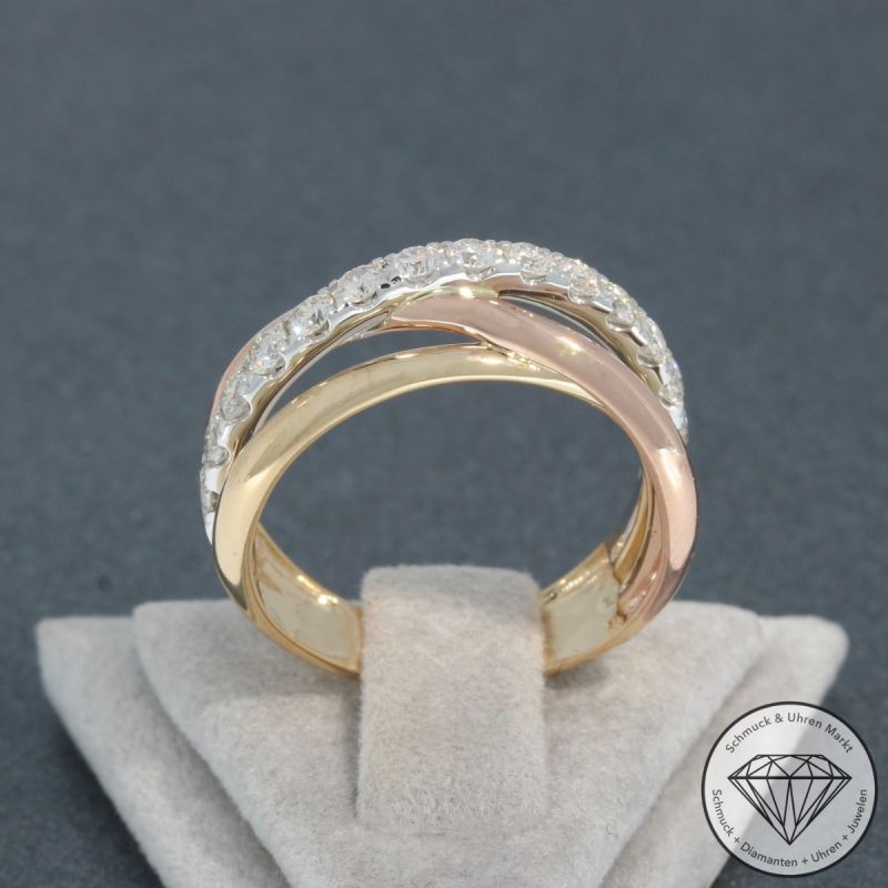 Wert 3650 € Tricolor Brillant Ring (0,78 carat) in 585er 14 K Gold - H480