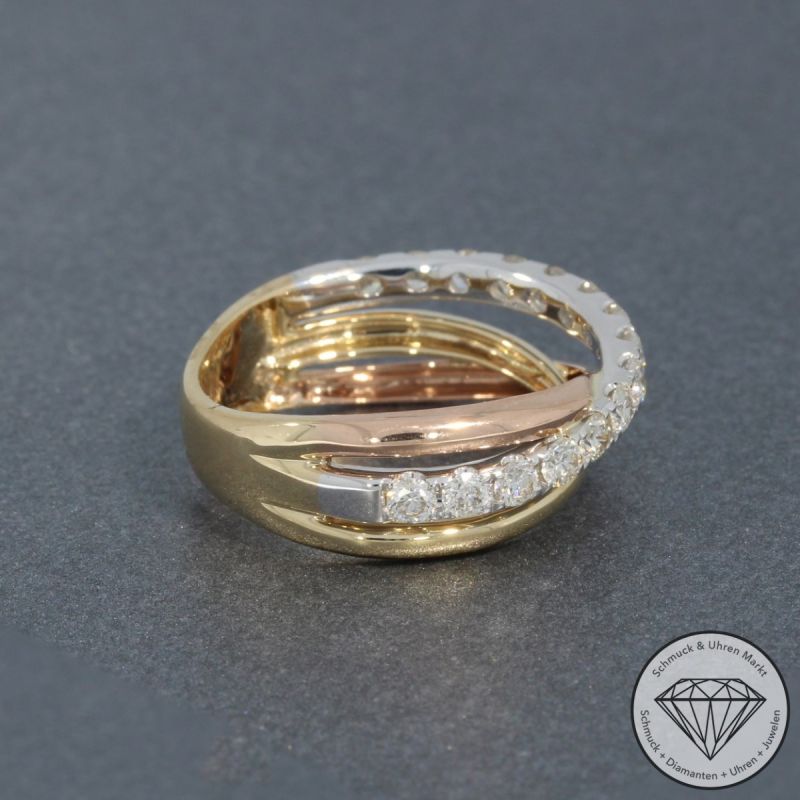 Wert 3650 € Tricolor Brillant Ring (0,78 carat) in 585er 14 K Gold - H480