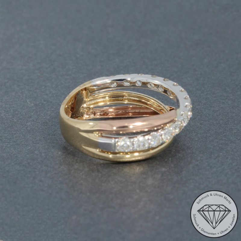 Wert 3650 € Tricolor Brillant Ring (0,78 carat) in 585er 14 K Gold - H480