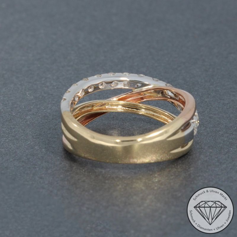 Wert 3650 € Tricolor Brillant Ring (0,78 carat) in 585er 14 K Gold - H480