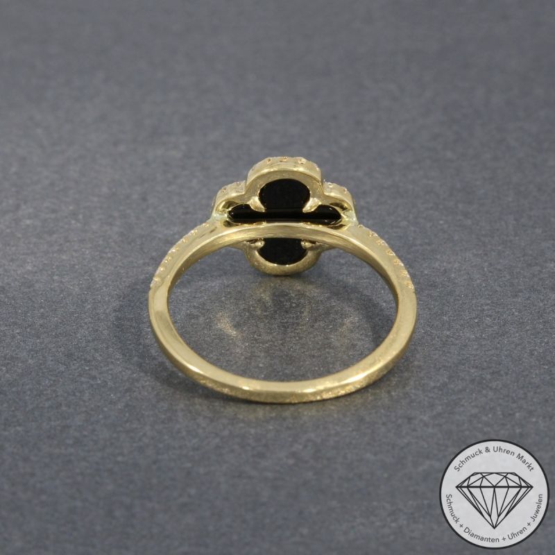 Wert 1990 € Brillant Onyx Ring in 585er 14 K Gelbgold - H1813