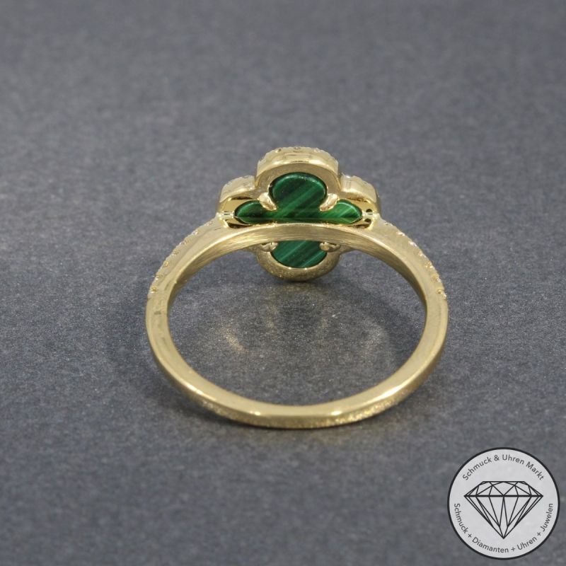 Wert 1990 € Diamant Malachit Ring in 585er 14 K Gelbgold - H1860