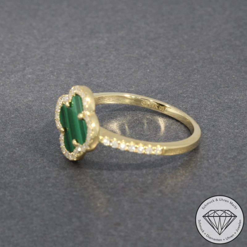 Wert 1990 € Diamant Malachit Ring in 585er 14 K Gelbgold - H1860