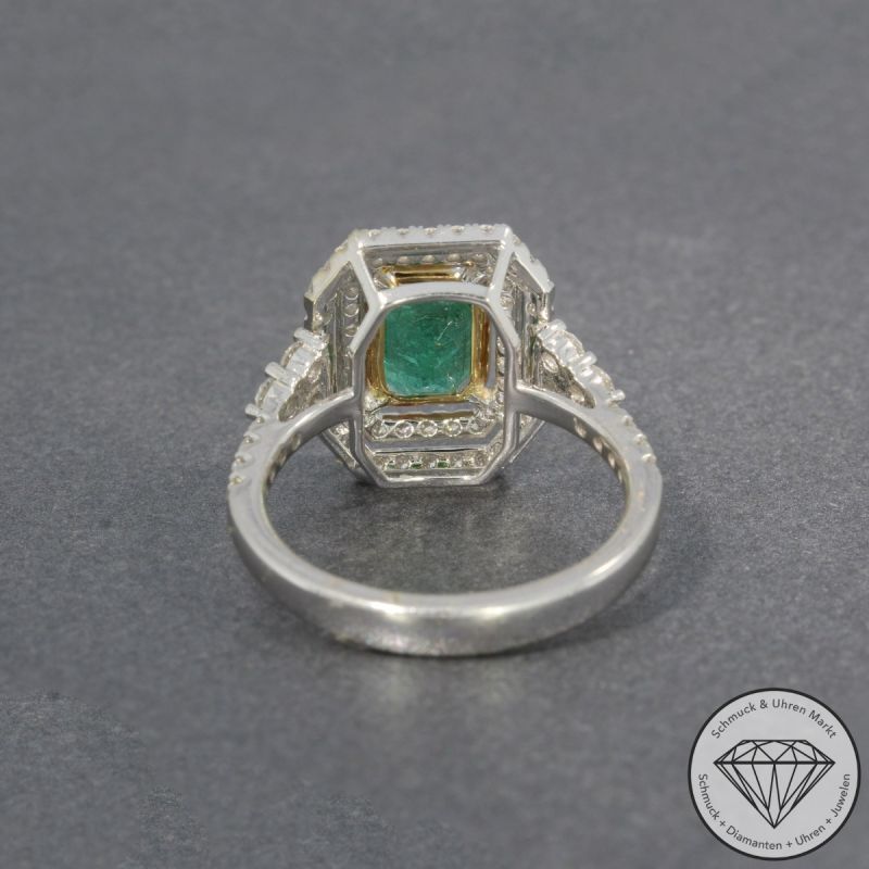 Wert 5350 € Brillant Smaragd Ring 585er 14 K Weißgold - H1851