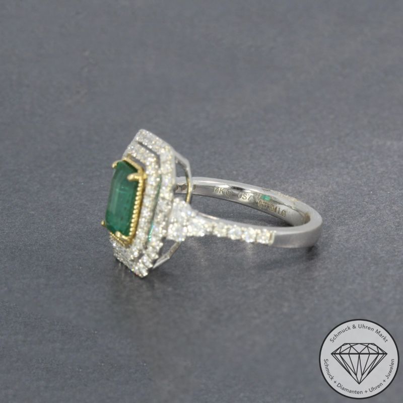 Wert 5350 € Brillant Smaragd Ring 585er 14 K Weißgold - H1851