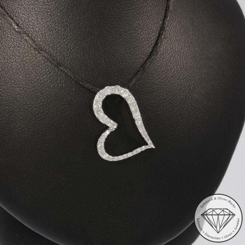 Wert 1470 € Brillant Anhänger Herz (0,48 carat) in 585er 14 K Weißgold - 94962