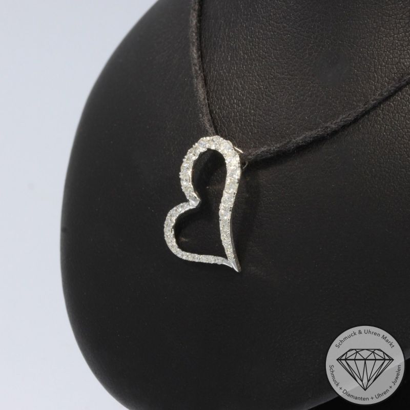 Wert 1470 € Brillant Anhänger Herz (0,48 carat) in 585er 14 K Weißgold - 94962