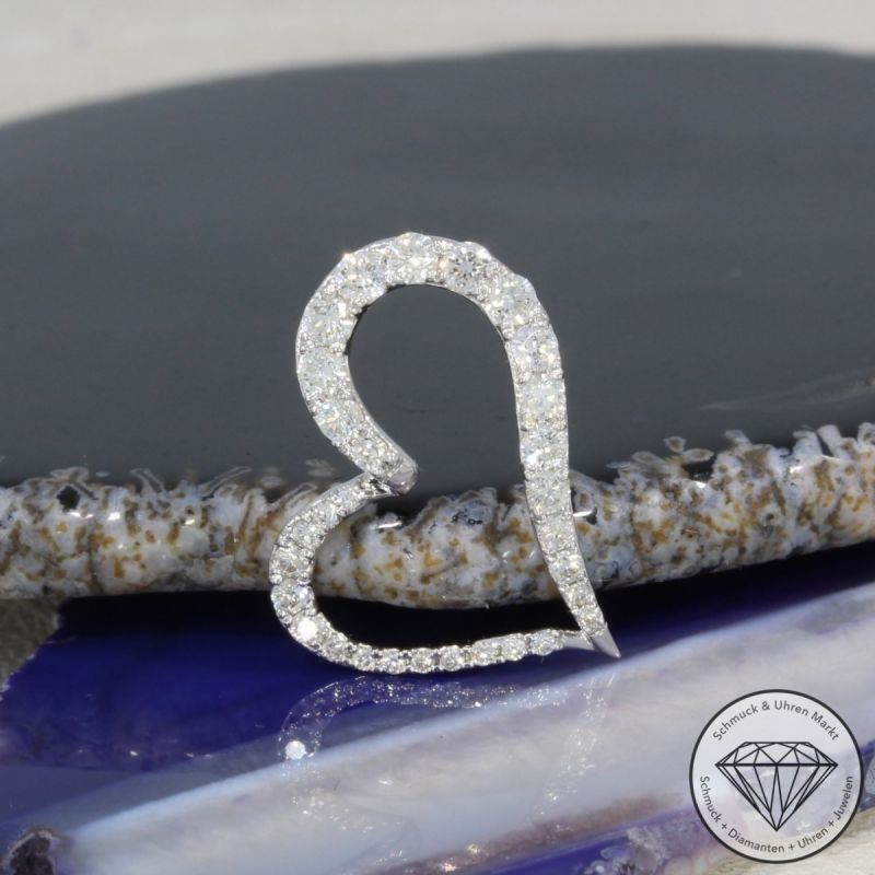 Wert 1470 € Brillant Anhänger Herz (0,48 carat) in 585er 14 K Weißgold - 94962