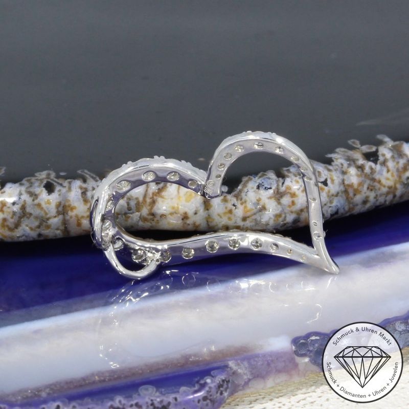Wert 1470 € Brillant Anhänger Herz (0,48 carat) in 585er 14 K Weißgold - 94962