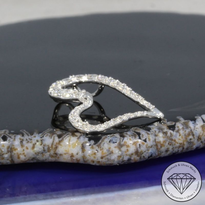 Wert 1470 € Brillant Anhänger Herz (0,48 carat) in 585er 14 K Weißgold - 94962