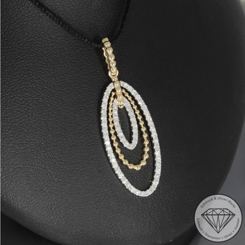 Wert 1960 € Bicolor Diamant Anhänger (0,39 carat) in 585er 14 K Gold - 94966