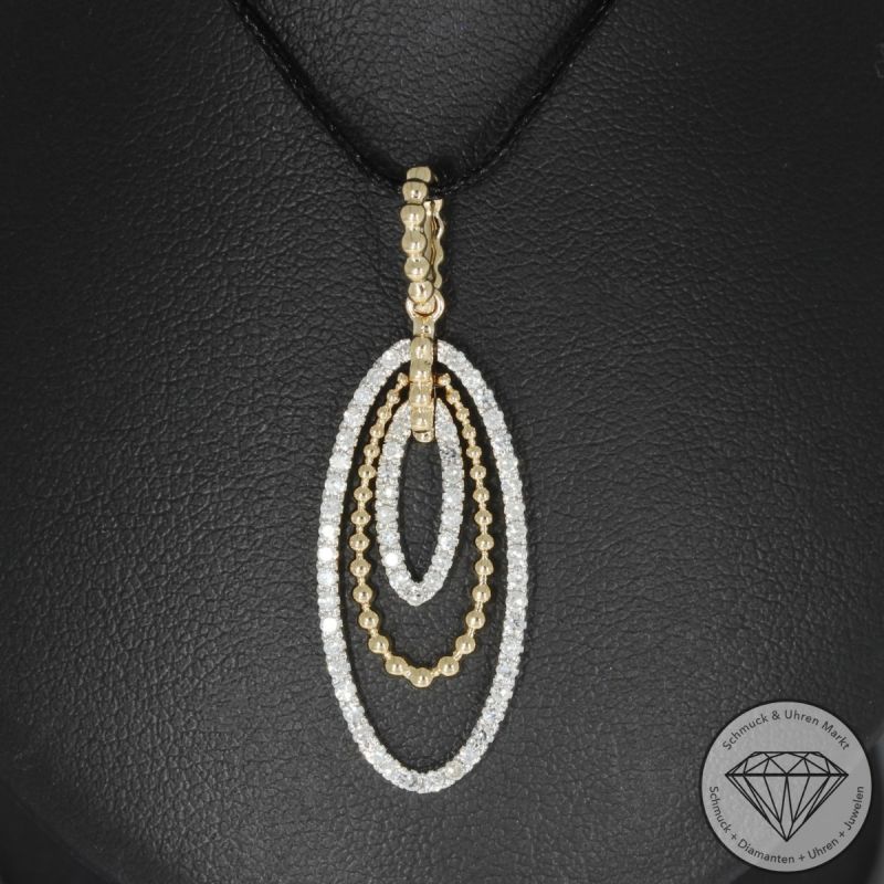 Wert 1960 € Bicolor Diamant Anhänger (0,39 carat) in 585er 14 K Gold - 94966