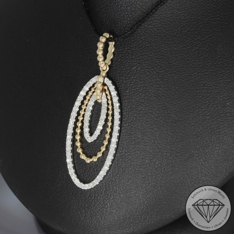 Wert 1960 € Bicolor Diamant Anhänger (0,39 carat) in 585er 14 K Gold - 94966
