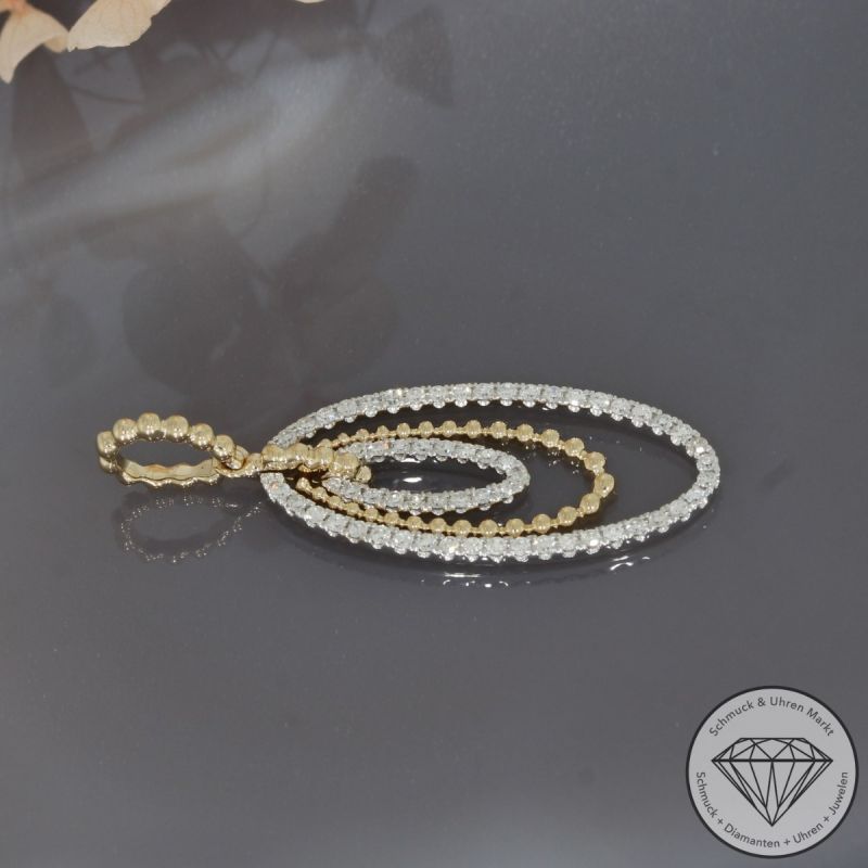 Wert 1960 € Bicolor Diamant Anhänger (0,39 carat) in 585er 14 K Gold - 94966
