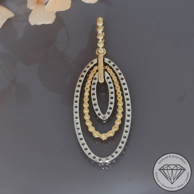 Wert 1960 € Bicolor Diamant Anhänger (0,39 carat) in 585er 14 K Gold - 94966