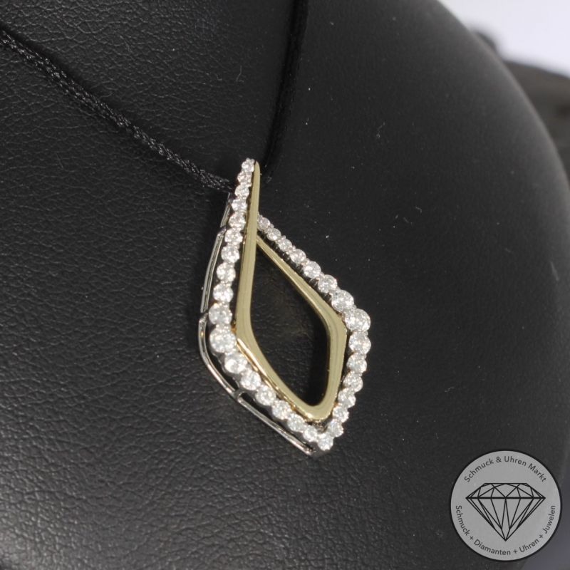 Sale! Wert 1960 € Bicolor Brillant Anhänger (0,50 carat) in 585er 14 K Gold - 94967