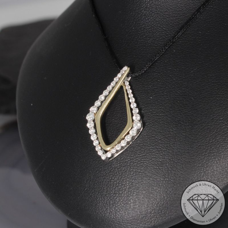 Sale! Wert 1960 € Bicolor Brillant Anhänger (0,50 carat) in 585er 14 K Gold - 94967