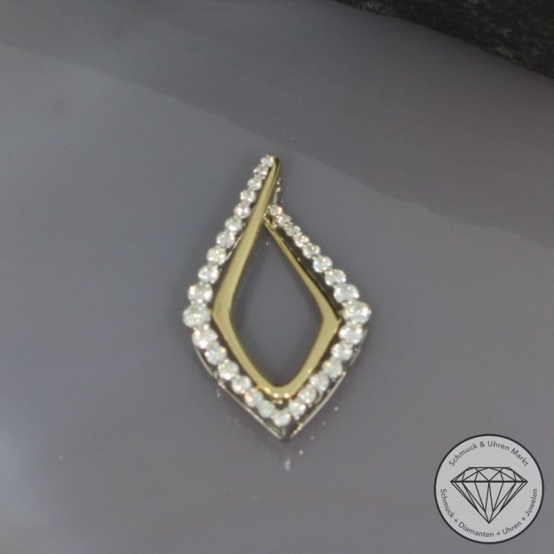 Sale! Wert 1960 € Bicolor Brillant Anhänger (0,50 carat) in 585er 14 K Gold - 94967