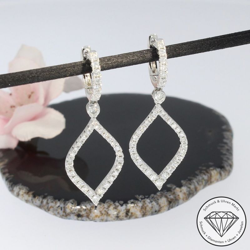 Wert 4420 € Brillant Creolen mit Anhängern (1,01 carat) in 950er Platin - 94972