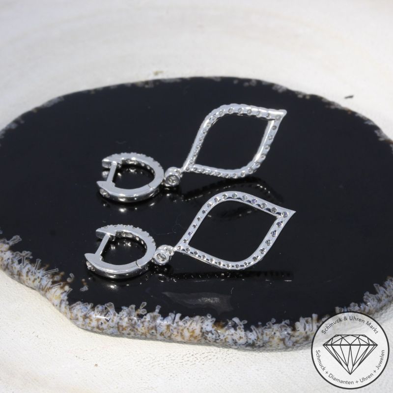 Wert 4420 € Brillant Creolen mit Anhängern (1,01 carat) in 950er Platin - 94972