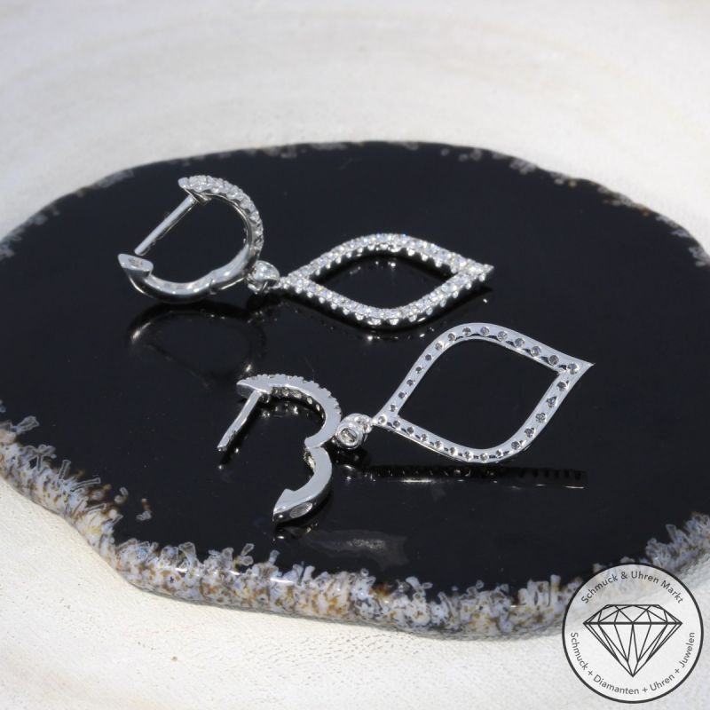 Wert 4420 € Brillant Creolen mit Anhängern (1,01 carat) in 950er Platin - 94972