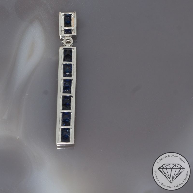 Wert 2950 € Brillant Diamant Saphir Anhänger in 585er 14 K Weißgold - H1575