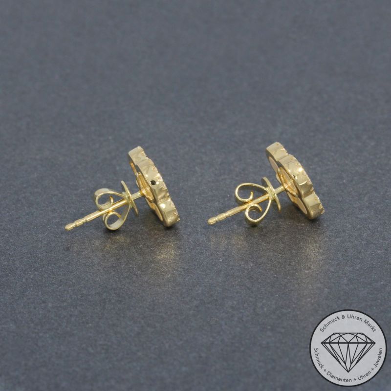 Wert 1470 € Diamant Perlmutt Ohrstecker Kleeblatt in 585er 14 K Gelbgold - H712