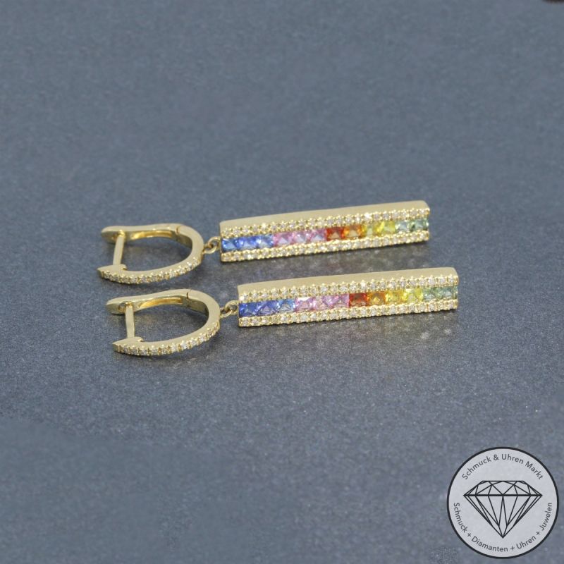 Wert 2790 € Diamant Saphir Ohrringe in 585er 14 K Gelbgold - H967