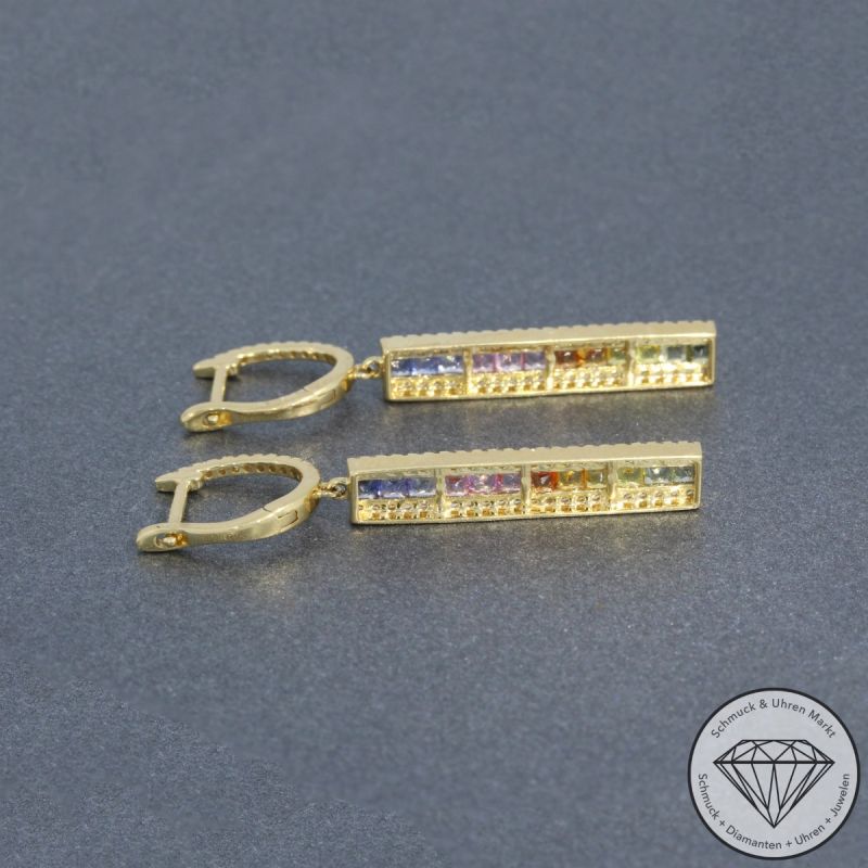 Wert 2790 € Diamant Saphir Ohrringe in 585er 14 K Gelbgold - H967
