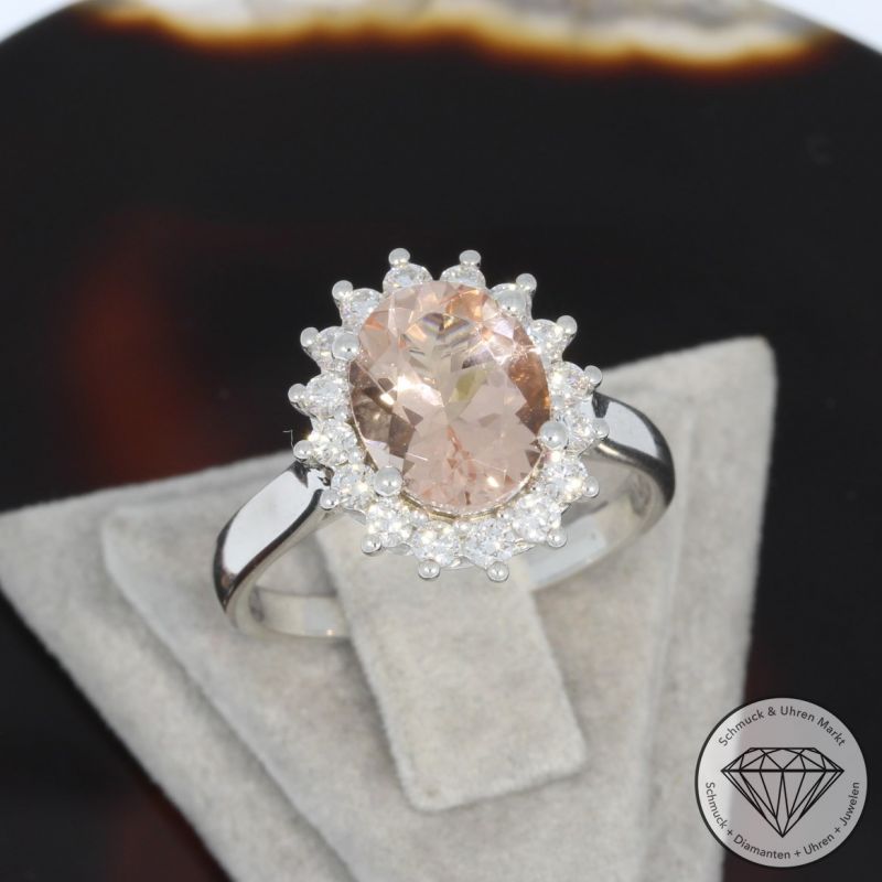 Wert 1850 € Brillant Morganit Ring in 750er 18 K Weißgold - 94993
