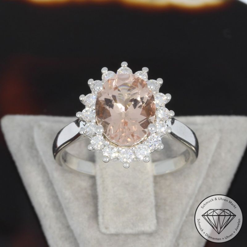 Wert 1850 € Brillant Morganit Ring in 750er 18 K Weißgold - 94993