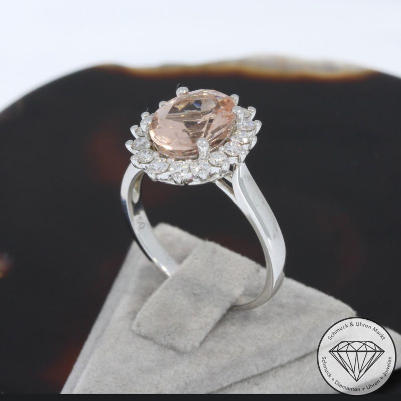 Wert 1850 € Brillant Morganit Ring in 750er 18 K Weißgold - 94993
