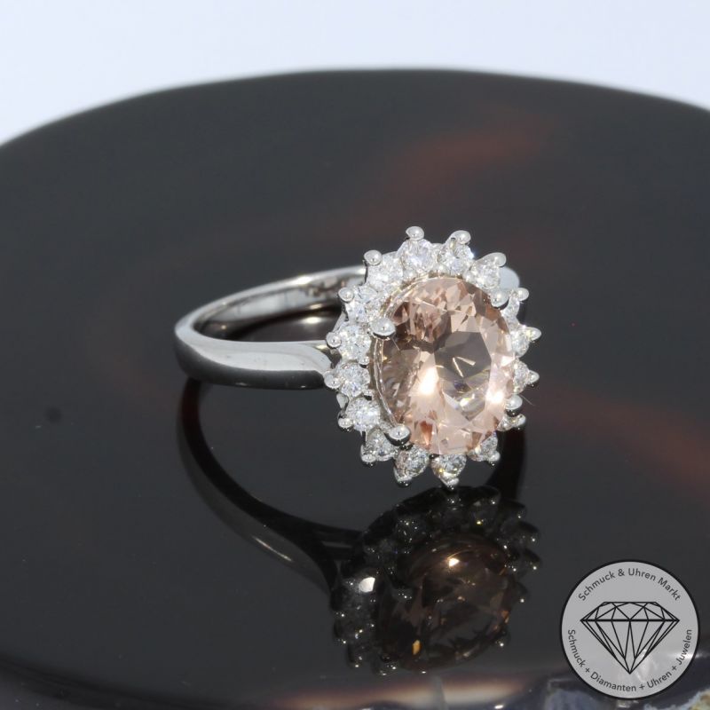 Wert 1850 € Brillant Morganit Ring in 750er 18 K Weißgold - 94993