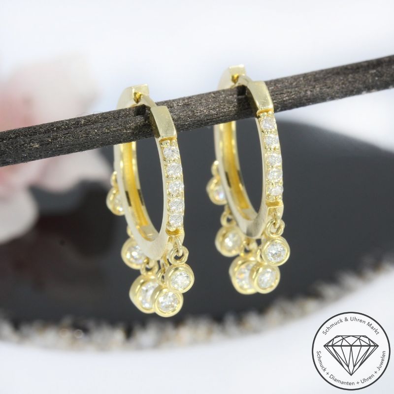 Wert 4170 € Brillant Creolen (0,78 carat) in 585er 14 K Gelbgold - 94995