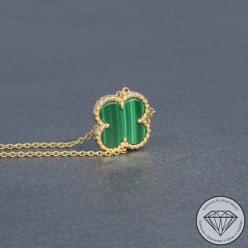 Wert 1490 € Brillant Malachit Collier in 585er 14 K Gelbgold - H695