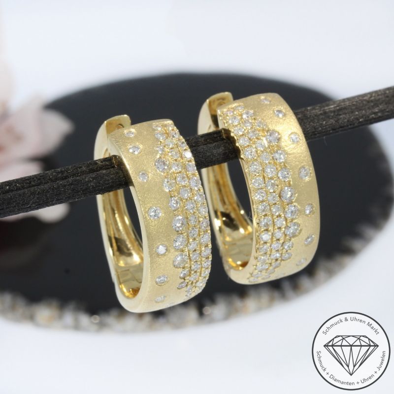 Wert 6390 € Brillant Creolen (1,11 carat) in 585er 14 K Gelbgold - H1609