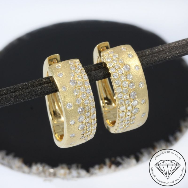 Wert 6390 € Brillant Creolen (1,11 carat) in 585er 14 K Gelbgold - H1609