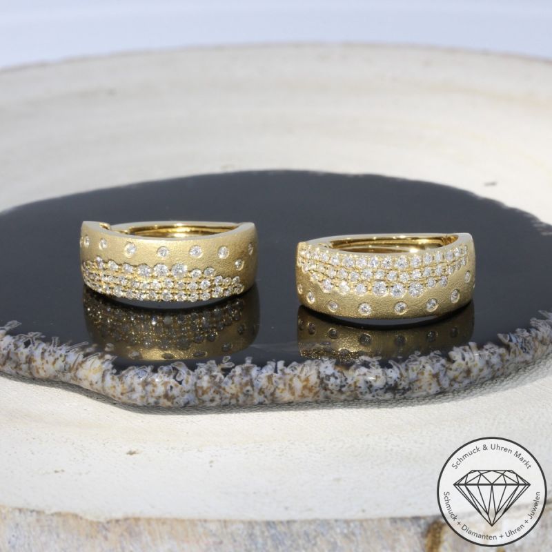 Wert 6390 € Brillant Creolen (1,11 carat) in 585er 14 K Gelbgold - H1609