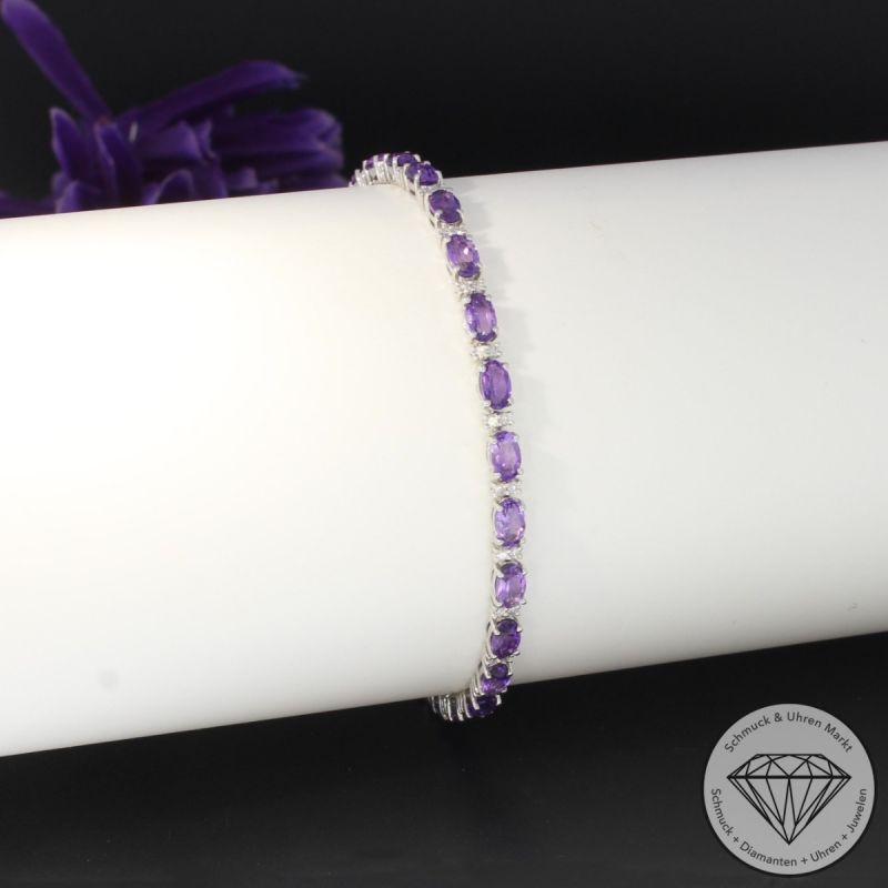 Wert 4190 € Brillant Amethyst Armband in 750er 18 K Weißgold - 95029
