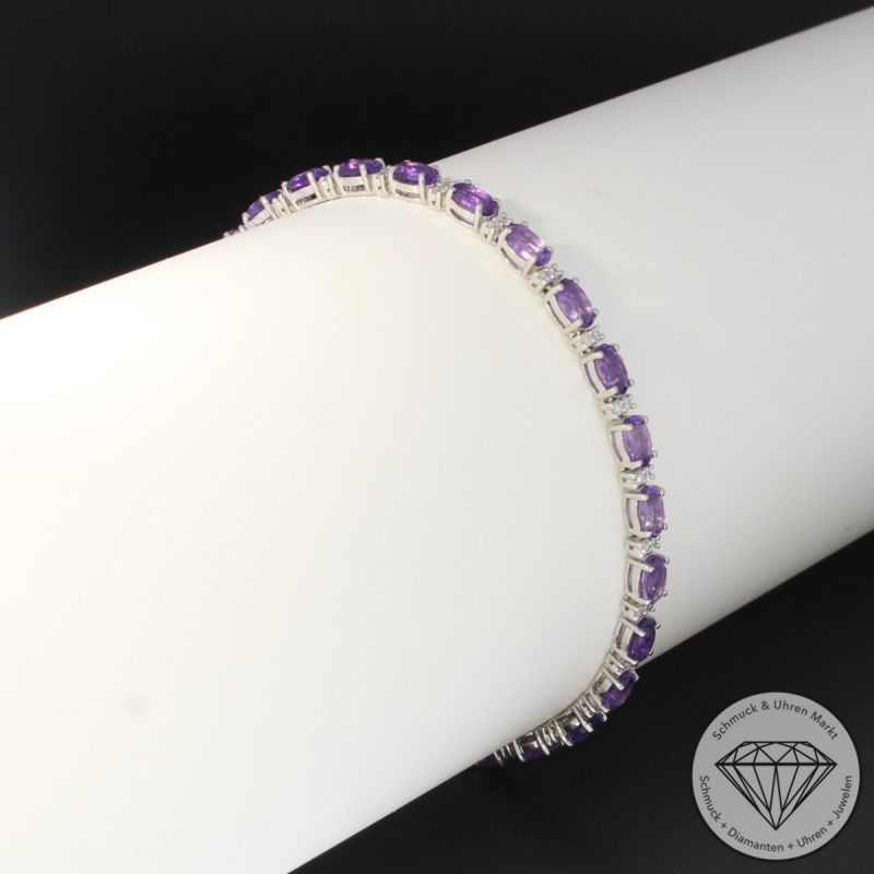 Wert 4190 € Brillant Amethyst Armband in 750er 18 K Weißgold - 95029
