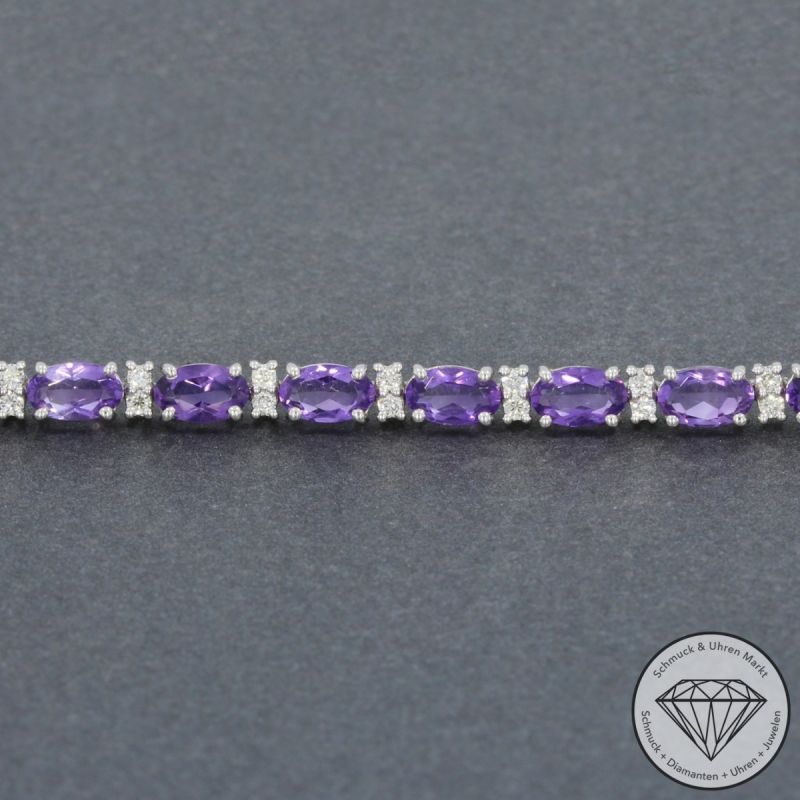 Wert 4190 € Brillant Amethyst Armband in 750er 18 K Weißgold - 95029