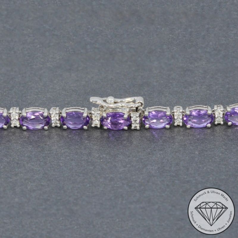 Wert 4190 € Brillant Amethyst Armband in 750er 18 K Weißgold - 95029