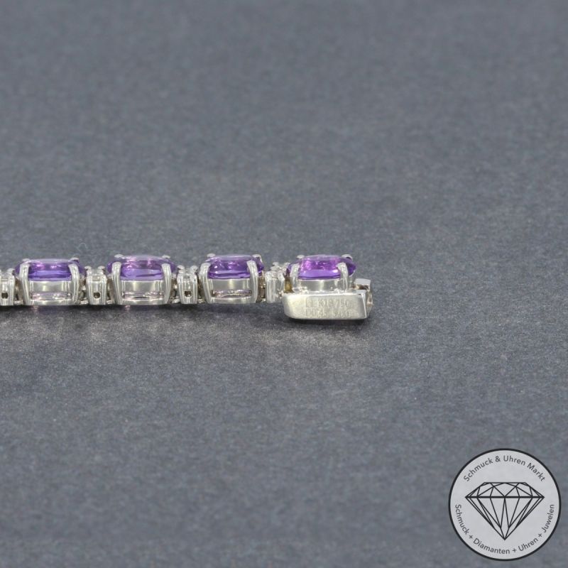 Wert 4190 € Brillant Amethyst Armband in 750er 18 K Weißgold - 95029