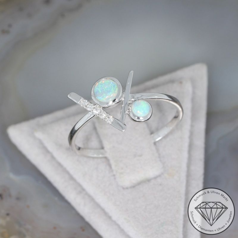 Wert 1150 € Brillant Opal Ring in 750er 18 K Weißgold - 95040