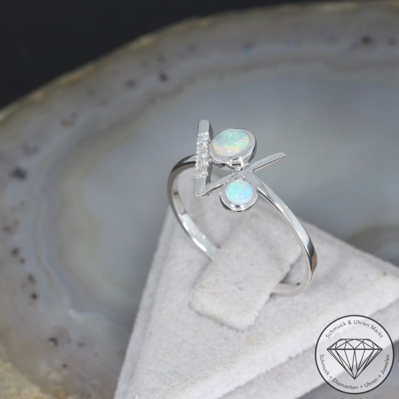 Wert 1150 € Brillant Opal Ring in 750er 18 K Weißgold - 95040