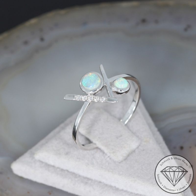 Wert 1150 € Brillant Opal Ring in 750er 18 K Weißgold - 95040