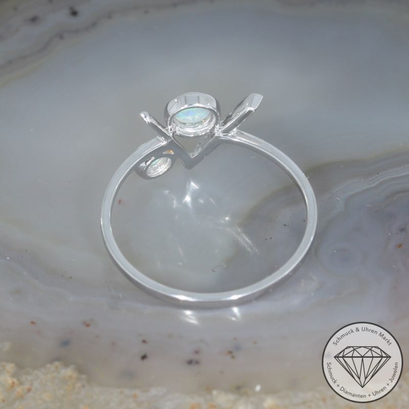 Wert 1150 € Brillant Opal Ring in 750er 18 K Weißgold - 95040