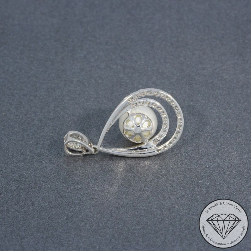 Wert 1690 € Brillant Perl Anhänger in 750er 18 K Weißgold - 95046
