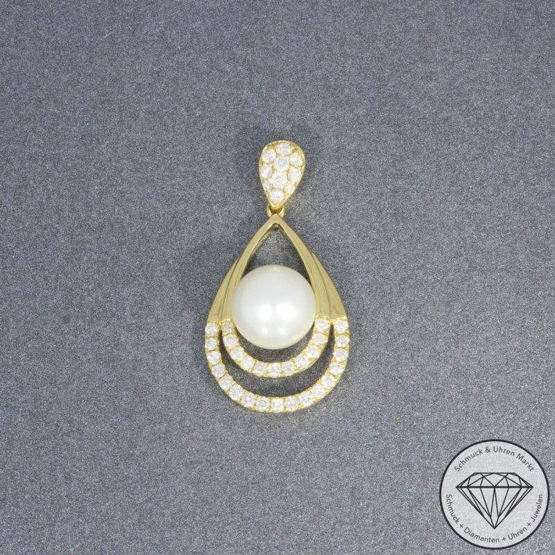Wert 1690 € Brillant Perl Anhänger in 750er 18 K Gelbgold - 95048